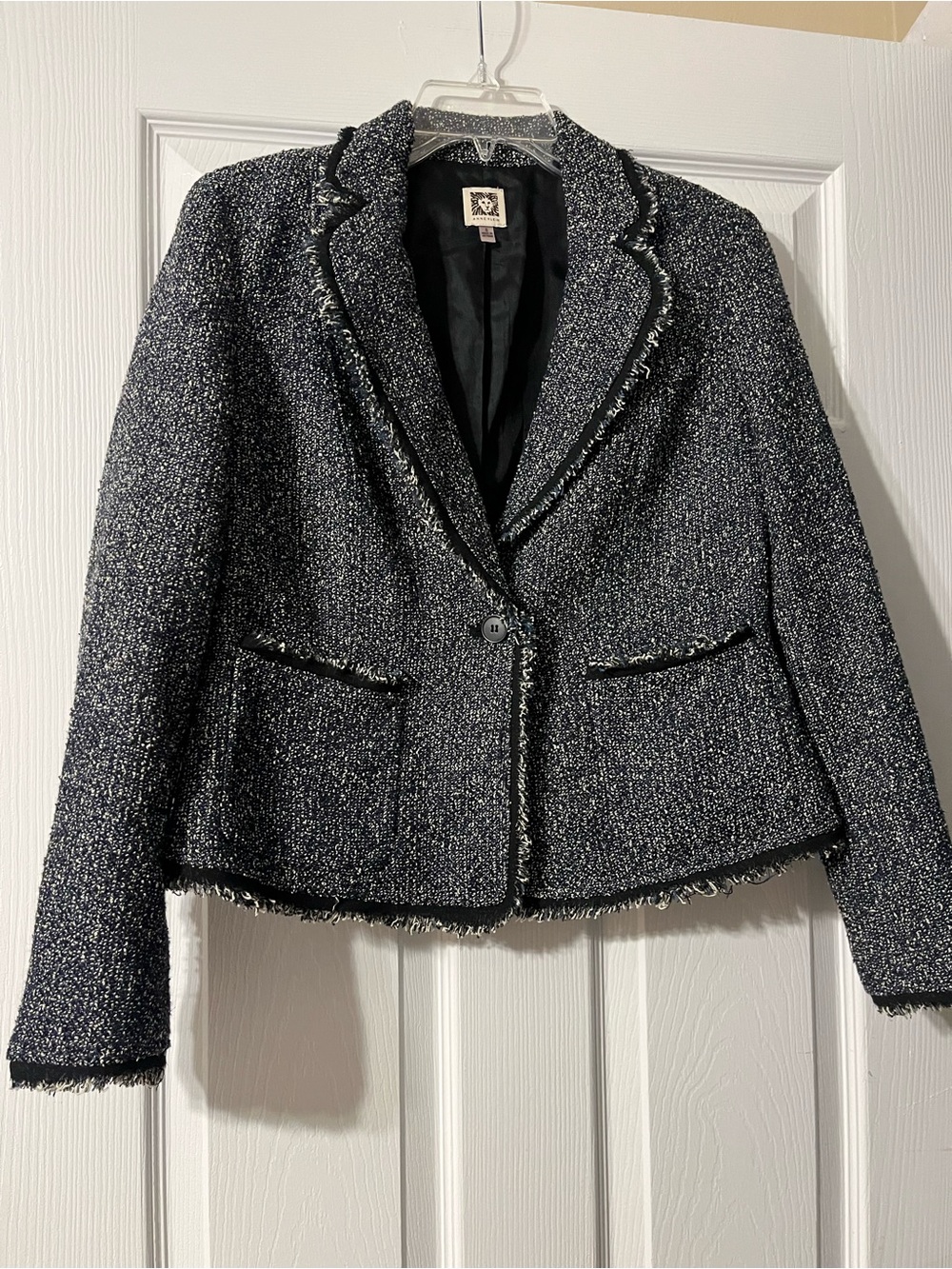 Anne Klein Style Black & White Tweed Women's Blazer Jacket - Picture 1 of 9